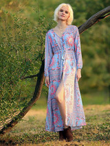 V-neck Floral Split-Front Beach Maxi Bohemian Dress