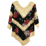 V-Neck Crochet Floral Hollow Out Tunic