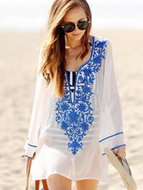V-neck Bohemia Mini Beach Dress