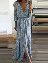 V-Neck  Plain Maxi Dresses