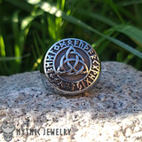 Triquetra Trinity Knot Ring With Runes Triquetra Trinity Knot Ring With Runes