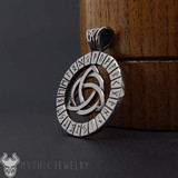 Stainless Steel Viking Triquetra Pendant With Runes