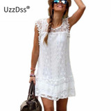 UZZDSS Summer Dress 2018 Women Casual Beach Short Dress Tassel Black White Mini Lace Dress Sexy Party Dresses Vestidos S-XXL UZZDSS Summer Dress 2018 Women Casual Beach Short Dress Tassel Black White Mini Lace Dress Sexy Party Dresses Vestidos S-XXL