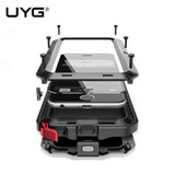 UYG for iphone 5s case 360 degree protection Luxury doom armor Metal phone cover for iphone 5c 5 SE case+front Tempered glass