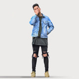 Uwback Jeans Pants Men 2017 Fear Of God Jeans Men Destroy Hole Ripped Jeans Pencil Pants Men Denim Biker Jeans Homme BlackCAA323