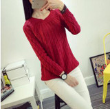 UVKKC Women Sweater Pullovers Fashion Casual Long Sleeve O-neck Twist Knitted Christmas Sweter Casacos Femininos Sweter Damski