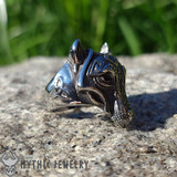 Viking Wolf Head Ring With Triquetra