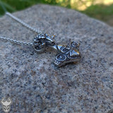 Mjolnir Pendant With Goats Head and Viking Face