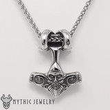 Mjolnir Pendant With Goats Head and Viking Face
