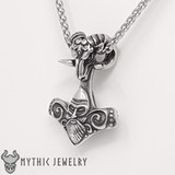 Mjolnir Pendant With Goats Head and Viking Face