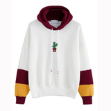 Cactus Kawaii Clothing Striped Pullover Woman Hoodies Loose Sweatshirt 2017 New Brands Design Harajuku Hoodies Hoddie#121