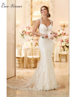 C.V Vestidos De Novia Ivory Sexy Open Back Lace Wedding Dress 2017 Vintage Bridal Dress Robe De Mariage Mermaid Wedding Dresses