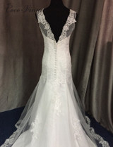 C.V Mermaid Wedding Dress 2017 Real Photo Elegant Lace Wedding Dress Vestido De Noiva Backless Robe De Mariage Casamento