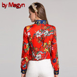 by Megyn 2017 fashion designer runway women blouses Bow long sleeve shirt snake print women blouses plus size XXXL female blouse