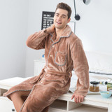 BXMAN Brand New Style Robe Men Bathrobe Mens Thicken Flannel Bathrobes Winter Autumn Casual Long Bathrobes Men Sleepwear Robe