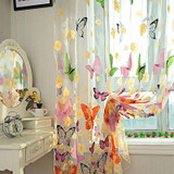 Butterfly Printed Tulle Voile Door Window Balcony Sheer Panel Screen Curtain New Arrival