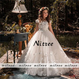 Butterfly New Kids Pageant Evening Gowns 2018 Lace Ball Gown Flower Girl Dresses For Weddings First Communion Dresses For Girls