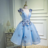 Butterfly Embroidery Cocktail Dresses Short Prom Dresses Graduation Gown Blue Party Dresses Vestido Vestidos De Graduacion