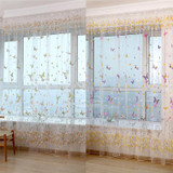 Butterfly Branches Printed Tulle Curtains for Living Room Kitchen Indoor Window Screening Decor Balcony Burnout Voile Curtain