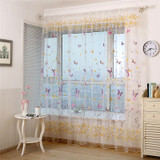 Butterfly Branches Printed Tulle Curtains for Living Room Kitchen Indoor Window Screening Decor Balcony Burnout Voile Curtain