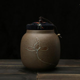 Butihome 1PC Tea Storage Tank Creative Hand-painted Sealed Cans Chinese Style Ceramic Storage Tank Home Decorations