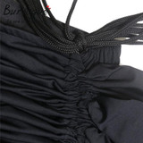 Burvogue Women Steampunk Skirts Gothic Elastic Victorian Asymmetrical Corset Skirt Costumes Black Solid Color Summer New Arrival