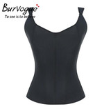 Burvogue Women Latex 7 Steel Boned Overbust Slimming Corset top Body Shaper Corset Bustier Waist Control Corset Vest Shapewear