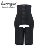 Burvogue Women Latex High Waist Shapewear Steel Boned Butt Lift Body Shaper Plus Size Pants Zipper Tummy Control Panties Shaper