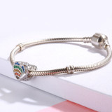 DIY Charm Multicolor Created Diamond Heart Shaped Charm Beads For Bracelet