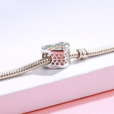 DIY Charm Multicolor Created Diamond Heart Shaped Charm Beads For Bracelet