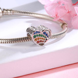 DIY Charm Multicolor Created Diamond Heart Shaped Charm Beads For Bracelet