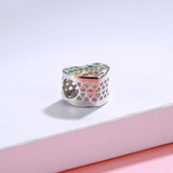 DIY Charm Multicolor Created Diamond Heart Shaped Charm Beads For Bracelet