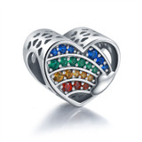 DIY Charm Multicolor Created Diamond Heart Shaped Charm Beads For Bracelet