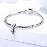 DIY Charm 925 Sterling Silver Inlaid Western Knife Pendant Bracelet Beads