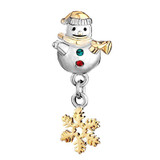DIY Charm 925 Sterling Silver Inlaid Christmas Snowflake Bracelet Beads