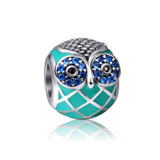 DIY Charm Bule Created Diamond Multicolor Owl Charm Beads For Bracelet