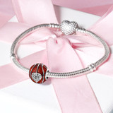 DIY Charm Created Diamond Enamel Basketball Charm Beads For Bracelet