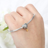 DIY Charm 925 Sterling Silver Two-tone Heart-shaped Charm Beads For Bracelet