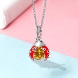 DIY Charm 925 Sterling Silver Ladybug Epoxy Beads Pendant Bracelet