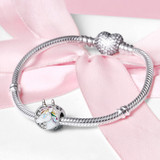 DIY Charm 925 Sterling Silver Epoxy Rainbow Unicorn Beads Bracelet