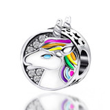 DIY Charm 925 Sterling Silver Epoxy Rainbow Unicorn Beads Bracelet