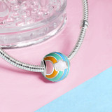 DIY 925 Sterling Silver Enamel Rainbow Beads Bracelet Charm