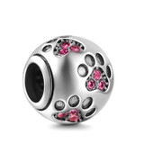 DIY Charm Created Diamond Multicolor Cat Paw Print Beads For Bracelet
