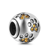 DIY Charm Created Diamond Multicolor Cat Paw Print Beads For Bracelet