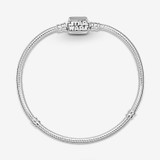 DIY Charm 925 Sterling Silver Fashion Snake Chain Clasp Baeds Bracelet