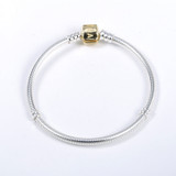 DIY Charm 925 Sterling Silver Simple Buckle Snake Bone Chain Baeds Bracelet