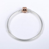 DIY Charm 925 Sterling Silver Simple Buckle Snake Bone Chain Baeds Bracelet