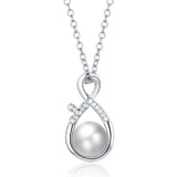 Sterling Silver White Pearl Pendant Necklace