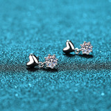 Round Cut Moissanite Diamond Heart-shaped Drop Earrings
