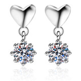 Round Cut Moissanite Diamond Heart-shaped Drop Earrings
